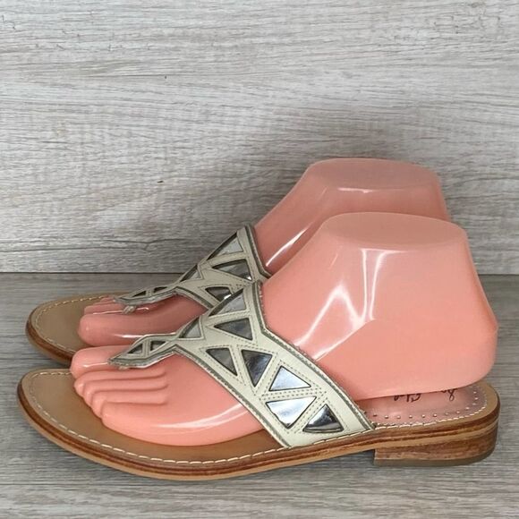 SAM EDELMAN TREVA SILVER CASUAL CASUAL THONG SANDALS SIZE 7.5 SUMMER CLASSIC - Picture 1 of 9